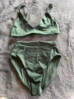 Left On Friday Olive Green High-Waist Bikini Set